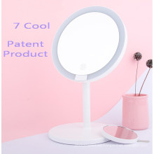 Espejo de maquillaje de 5x con espejo de tocador de lupa LED Touch